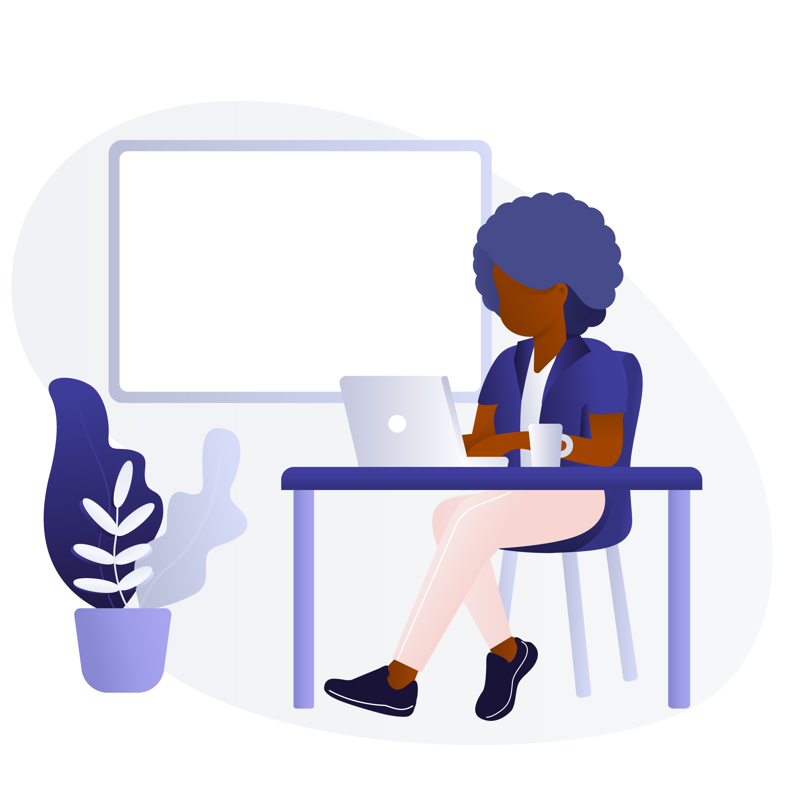 Black woman using laptop illustration